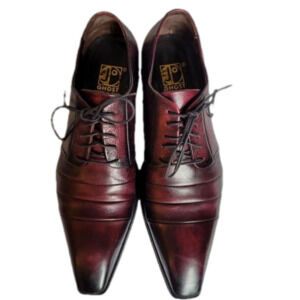 Jo Ghost Leather Oxfords Men's Dress Shoes Distressed Oxblood Colouring Size 40